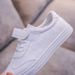 Children's Kids Canvas 2024 Spring New Arrival Leather Surface Boys 'And Girls' Sneakers White Student Board Shoes_vogvips.com