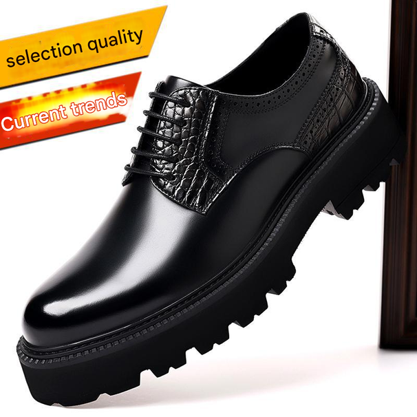 Euro Step Fashion Four Seasons High-Quality Brogue Thick-Soled Business Leather Versatile Men's Casual Shoes_vogvips.com
