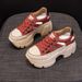 Women's Casual Leather Sandals Breathable Hollow Out Dad Shoes With Hidden Height Increase Platform New Summer Style Outerwear_vogvips.com