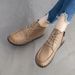 Xinrui 2023 Autumn Winter New Retro Short Soft Sole Comfortable Genuine Leather Flat Casual Single Boots Cotton Shoes_vogvips.com