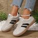 Lightweight Comfortable For Women Fashion Striped Lace Up Sports Shoes Woman Casual Breathable Green Sneakers Plus Size_vogvips.com