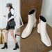 Winter Chunky Heel Fashion Boots for Women plus Size Slimming Side Zipper Patent Leather mid Heel Martin Boots_vogvips.com
