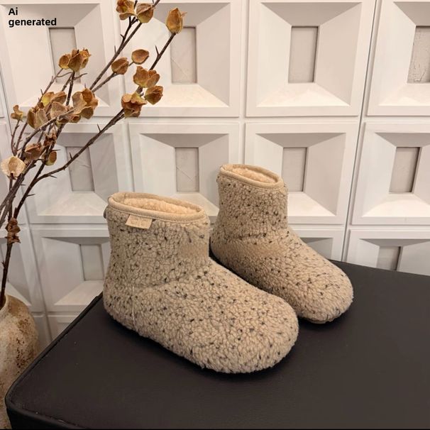 Furry Shoes For Women, Winter 2025 New, Northeast Fleece-Lined, Thickened, Warm, Fashionable, Versatile_vogvips.com