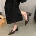 Thick-heeled Black Pointed-toe Hih-heeled Women's Shoes 2024 New Korean-style French Retro Leather Loafers For_vogvips.com