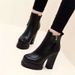 2025 New European And American Style Square Toe Platform Chunky High Heel Ankle Boots With Double Zipper For Women,_vogvips.com