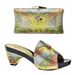 Row diamond pattern all-in-one round head casual high-heeled fashion sandals with handbag set_vogvips.com