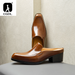 Gnuin Lathr Muls For Mn Half Man Luxury Brand Dsignr Mn's High Hl Sandals Shos Slip On Footwar Slipprs_vogvips.com