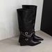 Square Heel Pointed Toe Brown Melad High Tube Riding For Women 2025 Spring Autumn Winter Trouser Long Boots_vogvips.com