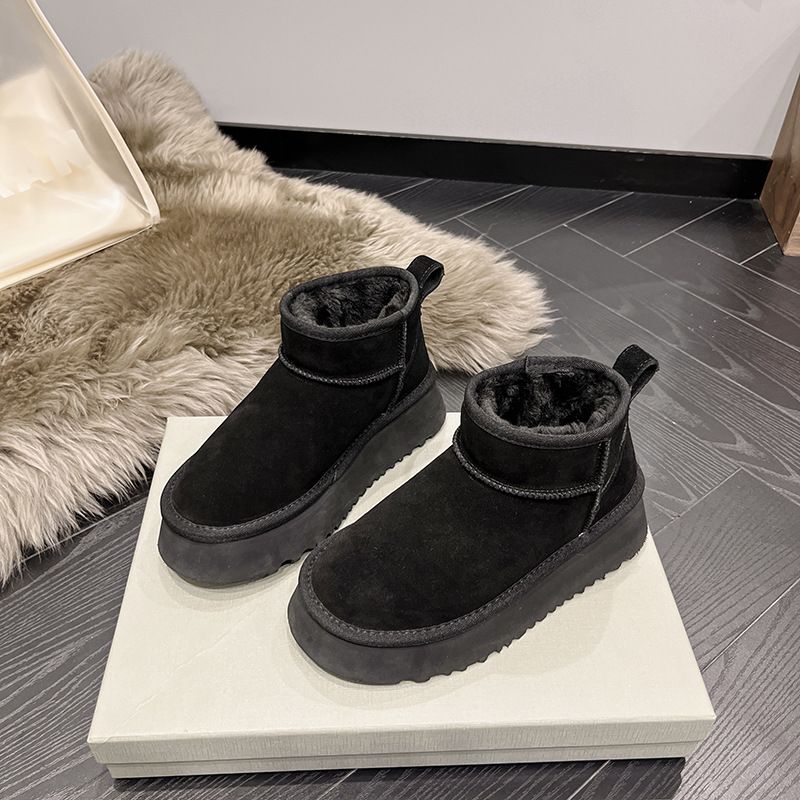 Genuine Leather Snow Boots Short Short Barrel 1116109 Zhou Dongyu Star Women's Waterproof And Anti-fouling Shoes Mini Short Boots_vogvips.com