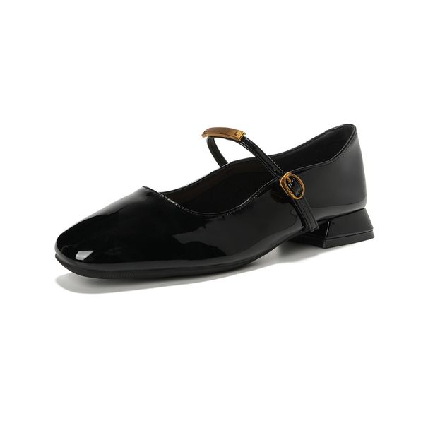 Vintage Hepburn Style Single Shoes Women's Summer Thick Heel With Shallow Mouth French Mary Jane Shoes_vogvips.com