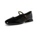 Vintage Hepburn Style Single Shoes Women's Summer Thick Heel With Shallow Mouth French Mary Jane Shoes_vogvips.com