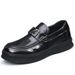 Euro Step Brand New Lazy Business Casual Shoes Men's Loafers Thick Sole Versatile Genuine Leather Breathable Moccasins_vogvips.com