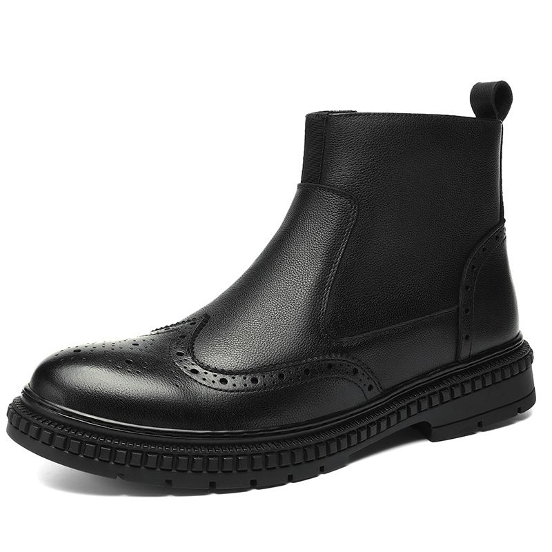 Men's Head Layer Casual Men's Leather Boots Side Zipper Martin Boots Low Heel Leather Boots Men's Shoes Origin_vogvips.com