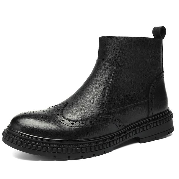 Men's Head Layer Casual Men's Leather Boots Side Zipper Martin Boots Low Heel Leather Boots Men's Shoes Origin_vogvips.com
