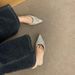Chunky Heel French Style Closed-Toe Mul For Women, 2025 Spring And Autumn New Brown Rhintone Pointed Toe Evening_vogvips.com