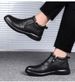 Casual High-mouth Men's Tide Zhongbang Casual Leather Shoes Solid Color Sleeve Leather Splicing Short_vogvips.com