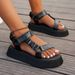 Women's Shoes Large Size Thick Soled Velcro Sandals For Women Ethnic Style Color Matching Beach Sandals_vogvips.com