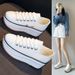 New Classic Women Shoes Thick Bottom,Height Increase,Anti Slip,Thin Breathable Casual Canvas Shoes Spring Autumn Shoes White Sneakers_vogvips.com