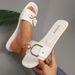 Women's Shoes Women's New Fashion Slippers Classic Temperament With Solid Color Metal Decoration Square Head Flat Sandals_vogvips.com