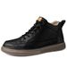 Casual Medium Tube Men's Shoes High-top Velvet Martin Boots Hand-scratched Simple Cowhide Board Shoes Men_vogvips.com