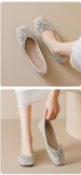 French Pointed Single Shoes Women's Flat Bottom Shallow Mouth Rhinestone Wedding Shoes With Skirt Temperament Women's Shoes_vogvips.com