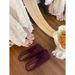 Women's Shoes Closed Toe Half Slippers, New Autumn/winter Style, Niche Design, Square Toe, Velvet, Casual, Versatile, Soft Soled Mules._vogvips.com