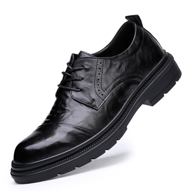 Spring Breathable 2025 New Trend Casual Genuine Thick Sole British Business Formal Men's Leather Shoes_vogvips.com