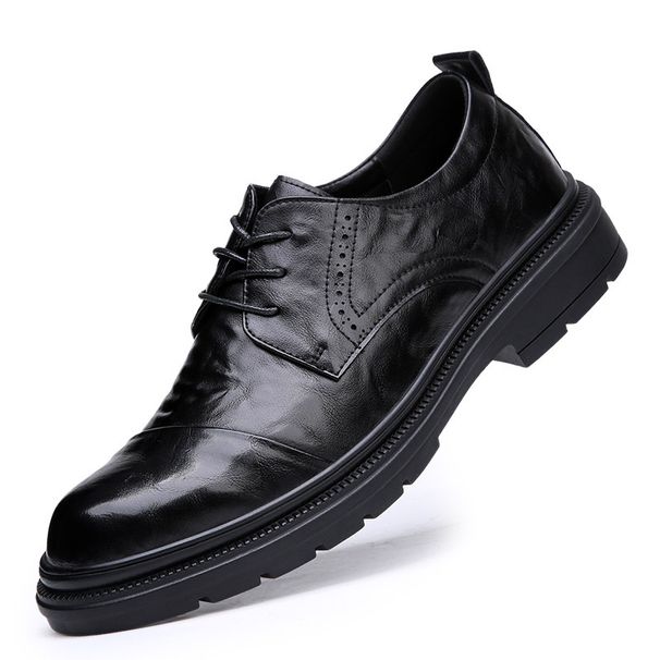 Spring Breathable 2025 New Trend Casual Genuine Thick Sole British Business Formal Men's Leather Shoes_vogvips.com