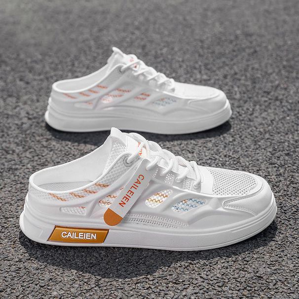 Men's Shoes Cool Slippers 2026 Summer New Mesh Breathable Outdoor Wading Sports Board Shoes Casual Bag Head Half Slippers_vogvips.com