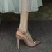French-style Rivet High-heeled Shoes 2025 Spring/autumn Trendy Pointed-toe Patent Leather Nude Sandals, Feminine_vogvips.com