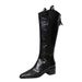Hand-scratched Winter Boots Women's Boots Thick Heel Middle Heel Pointed Knight Boots High Boots_vogvips.com