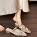 Satin New Backless Square Mules Closed Toe Sandals Women Summer Outdoor Chunky Heel Half Slippers_vogvips.com