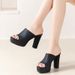 Women's Peep-Toe Sandals, Casual Summer New Style, European And American Fashion, One-Strap Chunky Heel Thick-Soled_vogvips.com