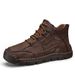 Men's Work Shoes Winter Fleece-Lined Warm Mid-Top Cotton Shoes Soft Sole Stitched Non-Slip Outdoor Casual Men's Shoes_vogvips.com