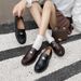 New slip-on small leather shoes niche retro chunky single shoes_vogvips.com