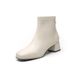 Women's Genuine Leather 2022 New Three Colors Black French Style Short Thick High Heel Spring Autumn Single Boots Fleece_vogvips.com