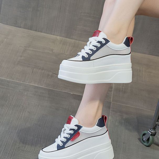 2025 Spring/Autumn New Style With Skirt Sweet White Board Thick Bottom Ultra High Heels Sandals Casual Mesh Shoes_vogvips.com
