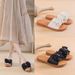 Soft-soled Large-size Summer Outdoor Wear 2026 New Style Bow Flat One-strap Women's Fashion Beach Top-layer Cowhide_vogvips.com
