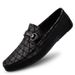 Top Layer Cowhide Leather Shoes British Style Black Soft Sole Slip-On Men's Loafers Breathable Lightweight_vogvips.com