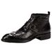 Men's leather alligator high top English top cowhide zipper leather boots_vogvips.com