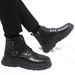 Men's Shoes Large Size Black Martin Boots Men's British Style Work Boots Outdoor Trendy Shoes Mid Cut Leather Boots Men's Autumn Leisure_vogvips.com