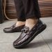 Crocodile Patterned Bean 2025 New Casual Leather Shoes Men's British Fashion Formal Korean Version Business_vogvips.com