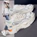 Women's Spring And Summer Online Celebrity All Match Thick Sole Heightening Lightweight Breathable White Casual Sports_vogvips.com