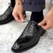 Euro Step British Style Brogue Leather Business Formal Square Toe Oxford Height Increasing Men's Carved Wedding Groomsman Shoes_vogvips.com
