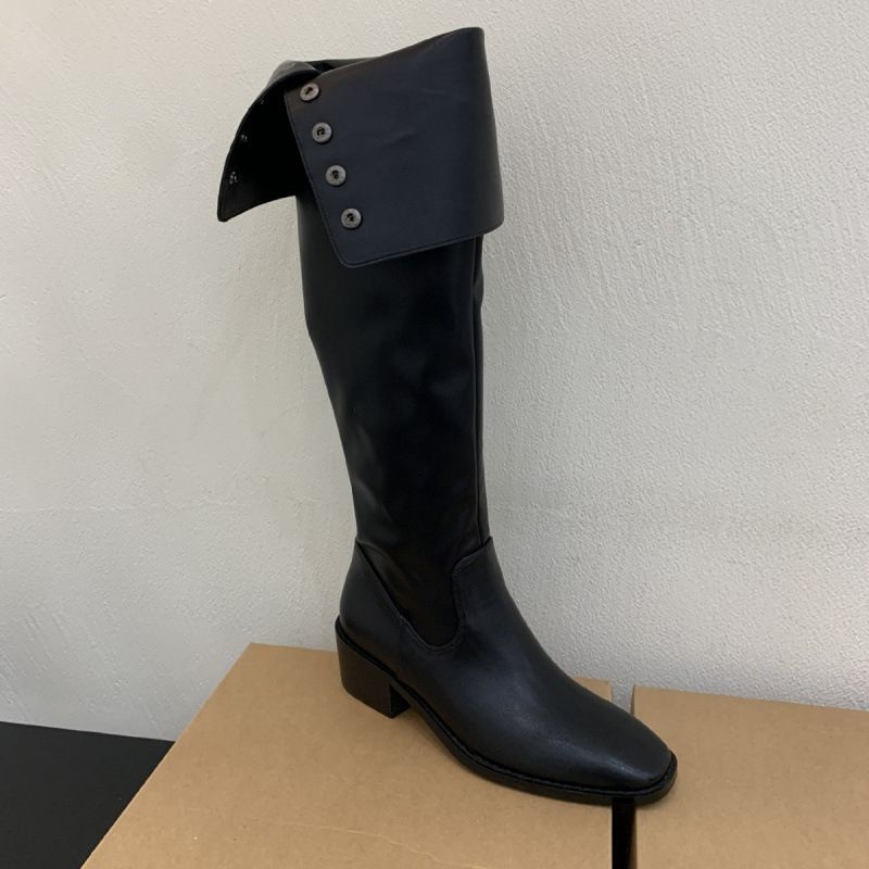 2026 New Women's Fall/Winter Square Toe, Dual-Wear Foldable Boots, Chunky Heel, High-Tube, Trendy Maillard Long Boots_vogvips.com