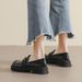 Platform Loafers Women's Retro British Style One-pedal Soft-soled Small Leather Shoes Large Size Women's Shoes_vogvips.com