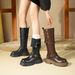 Round Toe Thick Sole Melard Mid-Calf Long Short For Women 2025 New British Style Martin Boots With Adjustable Buckle_vogvips.com