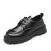 2024 New Korean Style All Black Thick Sole Men's Double Shoelaces Versatile Trendy Niche Casual Leather Shoes_vogvips.com