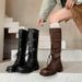 26ss Lace-up New Metal Buckle British Style Amiu High Tube Riding Brown Long Boots For Women_vogvips.com