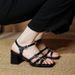Rhinestone Women, Summer Square Toe High Heels For Outer Wear, Fashionable And Elegant, Chunky Heel, Fairy Style_vogvips.com